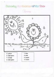 English Worksheet: Colouring Spring