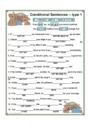 English Worksheet: CONDITIONAL SENTENCES TYPE 1