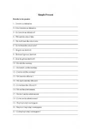 English Worksheet: Simple present exercises