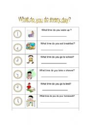 English Worksheet: daily routines ,time