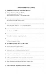English Worksheet: EMBEDED OR INDIRECT QUESTIONS