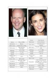 English Worksheet: Famous faces and stats