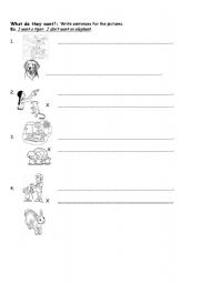 English worksheet: Want/wants