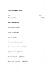 English Worksheet: casual conversation question