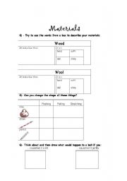 English worksheet: materials