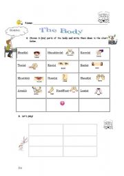 English Worksheet: Body - bingo