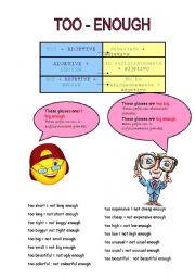 English Worksheet: TOO - ENOUGH