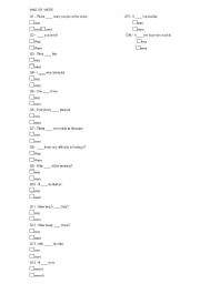 English Worksheet: WAS OR WERE