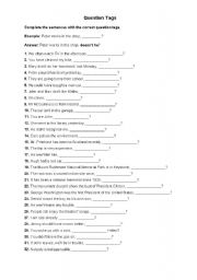 English Worksheet: Question tags 1