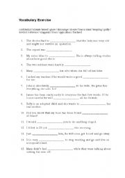 English worksheet: Vocab Exercise