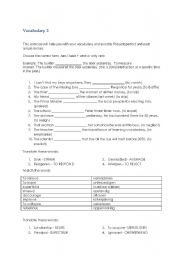 English worksheet: Vocab Worksheets