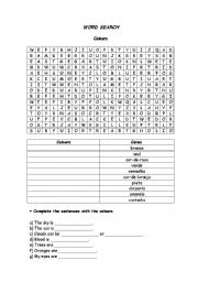 English Worksheet: Colours - wordsearch