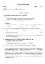 English Worksheet: Technophobia - Listening Test (B)