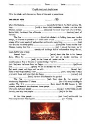 English Worksheet: The great Fire of London