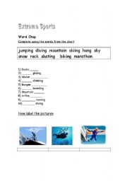 English Worksheet: Extreme Sports