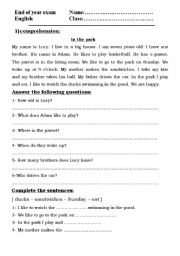 English Worksheet: exam