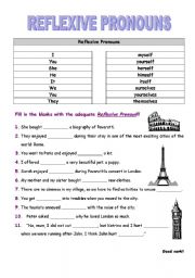 Reflexive Pronouns Esl Worksheet By Paulateacher