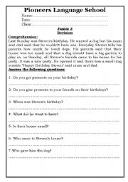 English Worksheet: Revision