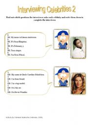 English Worksheet: Interviewing Celebrities Part 2