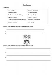 English worksheet: Peer Pressure Vocabulary