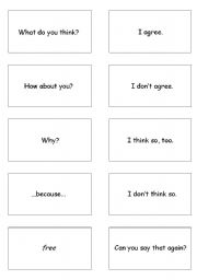 English Worksheet: Discussion card game