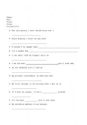 English Worksheet: Icebreaker/Getting to Know You