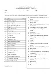 Worksheet on Idioms