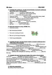 English Worksheet: test (present simple, present continuous, going to future, past simple)