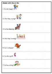 English Worksheet: Answer with Yes or No: