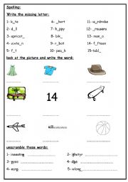 English Worksheet: Spelling: