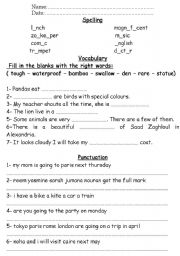 English worksheet: Spelling