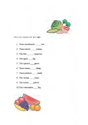 English worksheet: there is/ there are food vocabulary 