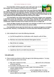 English Worksheet: The Great Wall of China