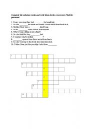 English Worksheet: Crossword Goldilocks