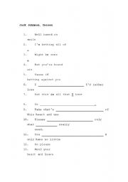 English Worksheet: CLOZE - Cocoon lyrics by Jack Johnson