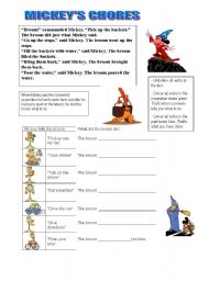 English Worksheet: Mickeys chores