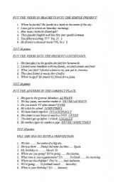 English Worksheet: simple present / present continuous