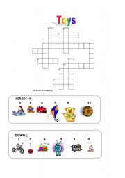 English Worksheet: Toys Crossword 2
