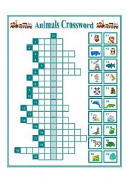 English Worksheet: WILD ANIMALS CROSSWORD