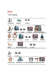 English Worksheet: Movies. Ilustrated sentences