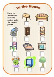 English Worksheet: In the House - listening comprehension