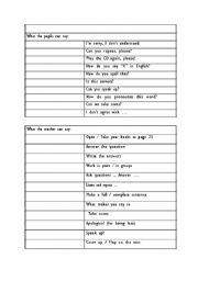 English Worksheet: Classroom English