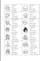English Worksheet: Characters game