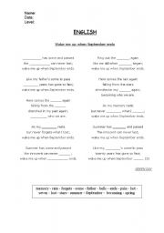 English Worksheet: WAKE ME UP WHEN SEPTEMBER ENDS - GAP FILLING LISTENING