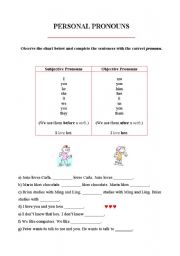 English Worksheet: Personal Pronouns