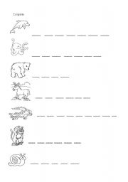 English worksheet: animals 