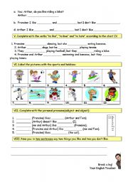 English Worksheet: likes test- part 3