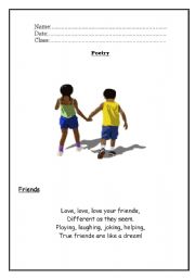 English worksheet: friends