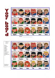 English Worksheet: Guess who board game