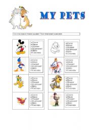 English Worksheet: My Pets